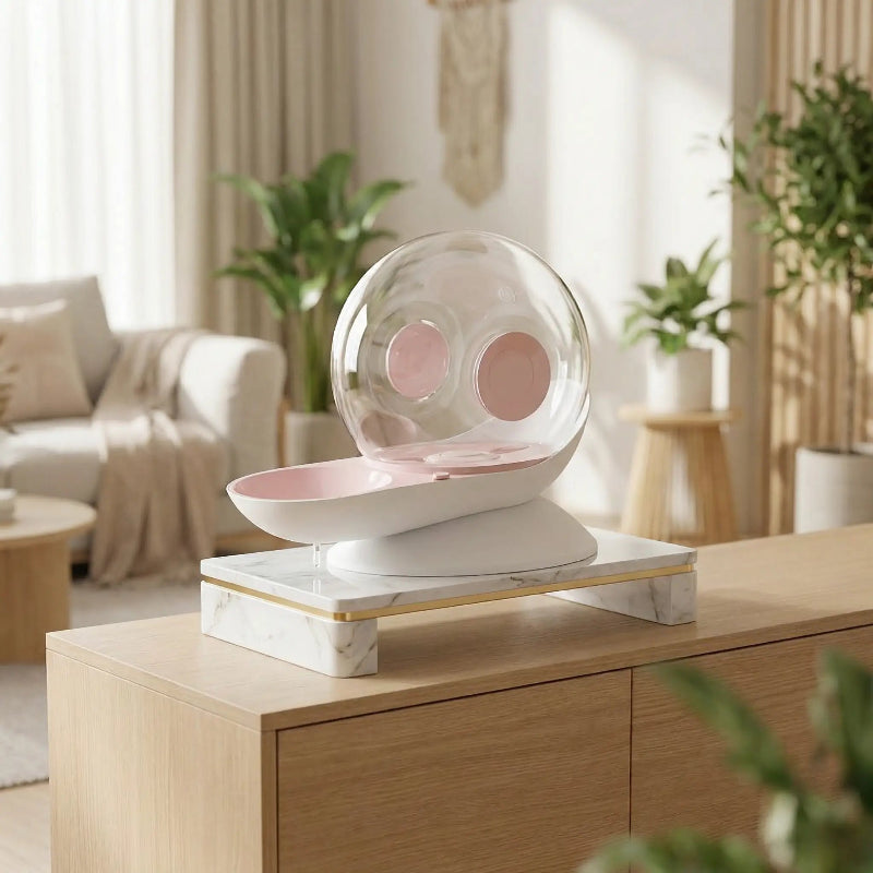 fontaine à eau pour chat sans électricité rose