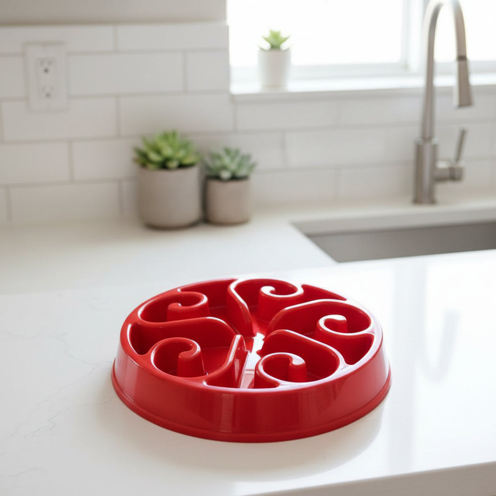 Gamelle anti glouton plastique rouge