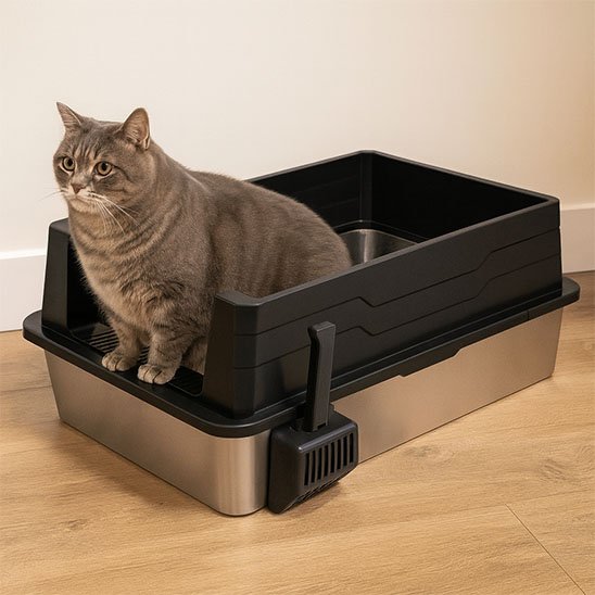 Litière inox avec bac amovible nettoyage rapide