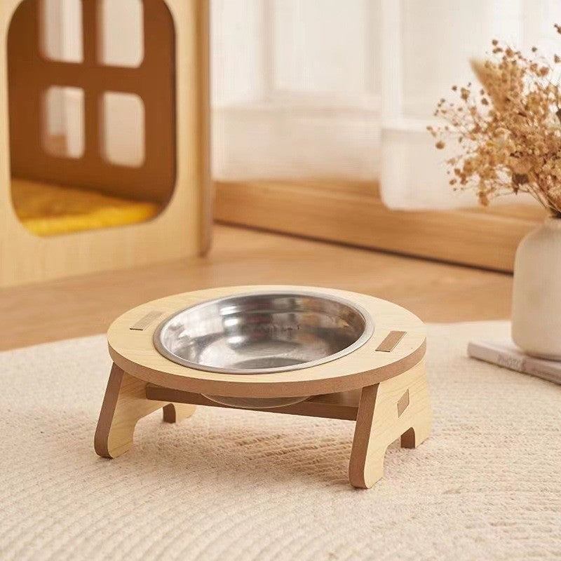 Gamelle chat bol unique avec support en bois