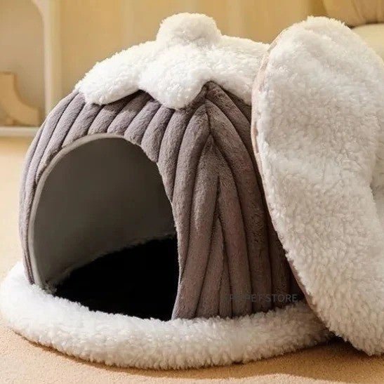 Niche pour chat douce et confortable avec coussin amovible