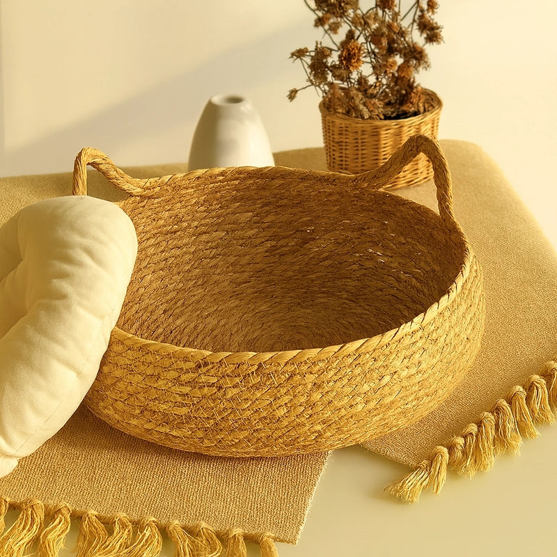 Panier pour chat en osier avec coussin amovible lavable confortable