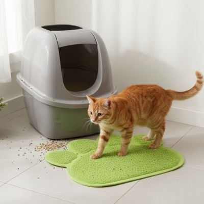 Tapis litière Chat vert chat roux