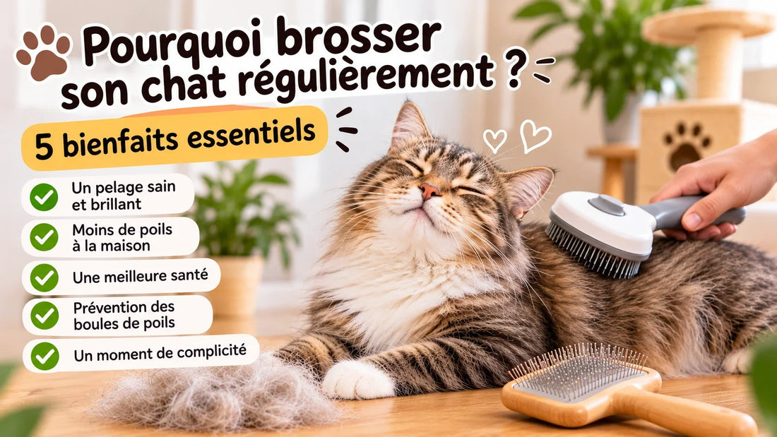 Chat brossé illustrant les bienfaits du brossage régulier