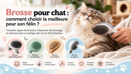 Chat brossé avec différents modèles de brosses pour chat