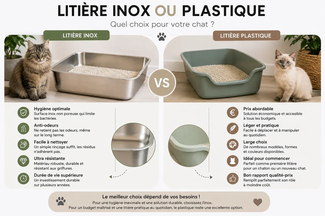 Bac à Litière Inox ou Plastique : Lequel Est le Meilleur ?