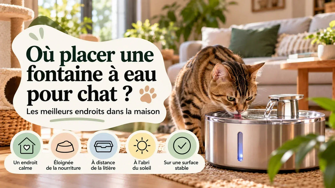 Chat buvant à une fontaine à eau dans la maison