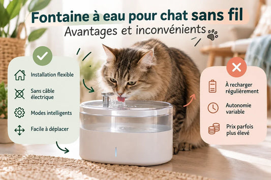Fontaine à eau pour chat sans fil avec avantages et inconvénients