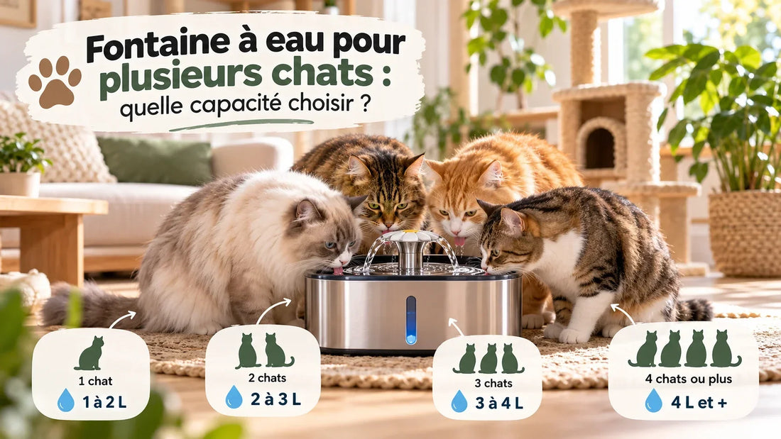Fontaine à eau pour plusieurs chats selon la capacité