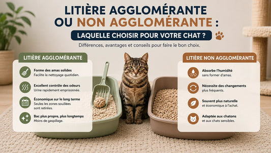 Litière agglomérante et non agglomérante comparées pour chat