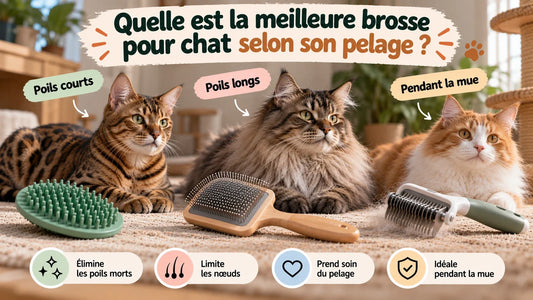 Trois chats avec des brosses adaptées à leur pelage