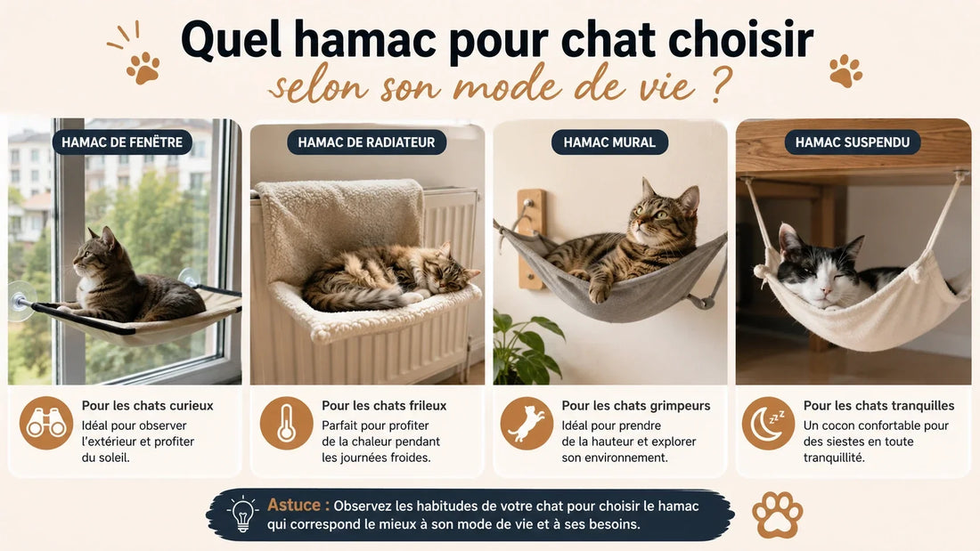 Différents hamacs pour chat selon son mode de vie