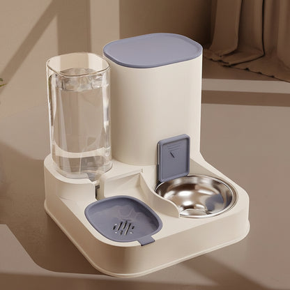 Distributeur de croquettes pour chat bleu bol en acier inoxydable