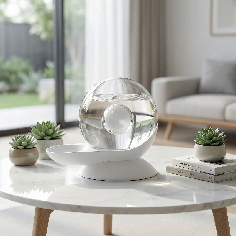 fontaine à eau pour chat sans électricité blanc transparente