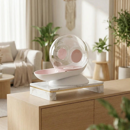 fontaine à eau pour chat sans électricité rose 