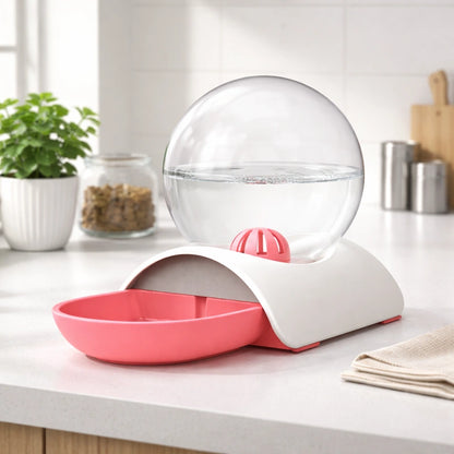 Fontaine à eau pour chat sans électricité rose moderne