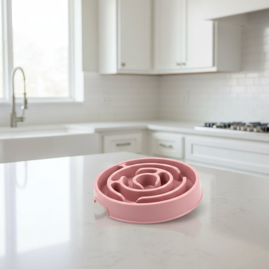Gamelle anti-glouton chat plastique rose