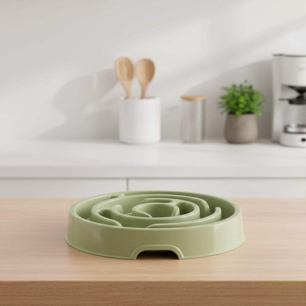 Gamelle anti-glouton chat plastique vert
