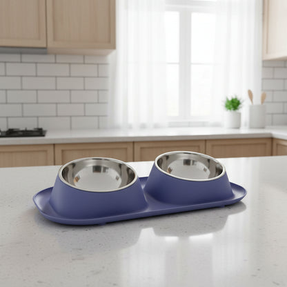 Gamelle pour chat double violet