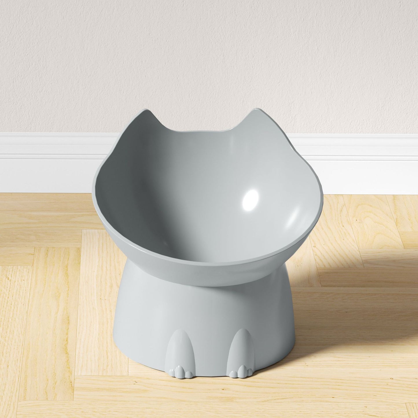 Gamelle pour chat surélevée plastique gris