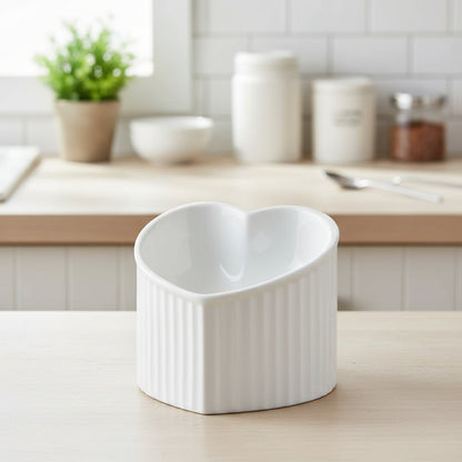 Gamelle surélevée chat blanc en forme de coeur