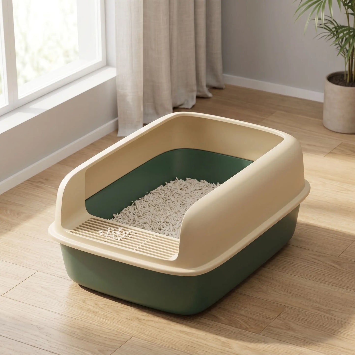 Litière chat vert jaune