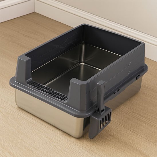 Litière inox grise design moderne nettoyage facile