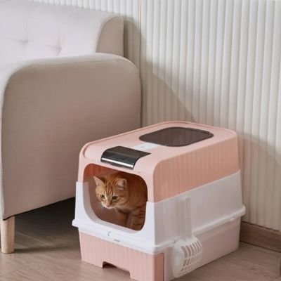 Bac à litière Chat fermé entrée basse design moderne intérieur