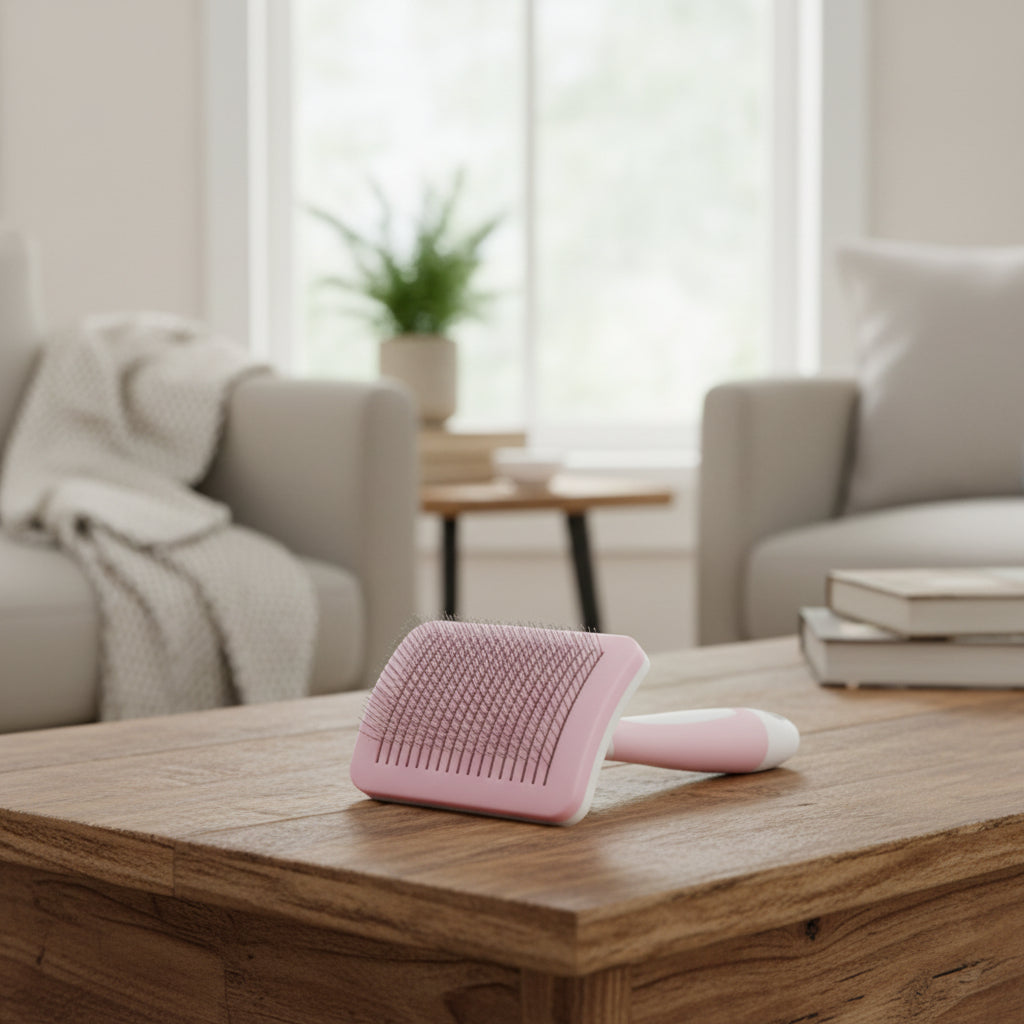 brosse pour chat autonettoyante rose