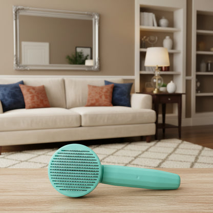 brosse pour chat en plastique à tête ronde bleu