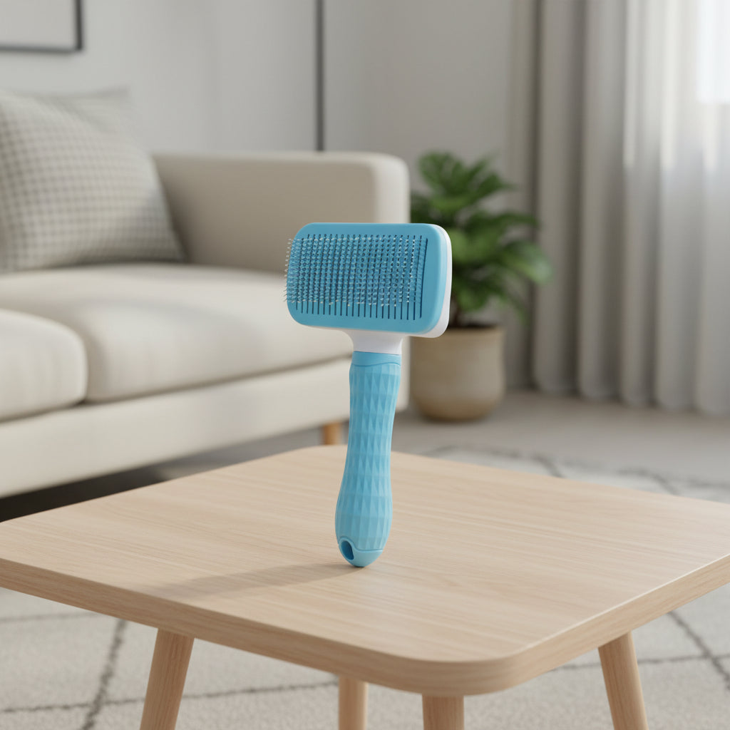 brosse pour chat à tête carrée bleu