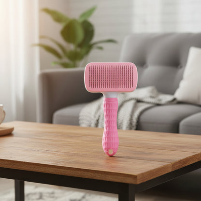 brosse pour chat à tête carrée rose