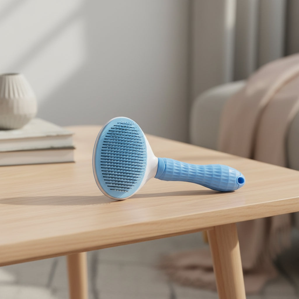 brosse pour chat à tête ovale bleue