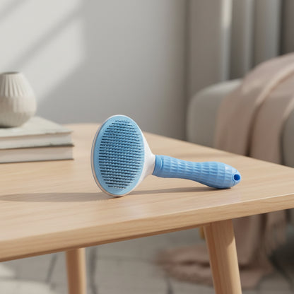 brosse pour chat à tête ovale bleue