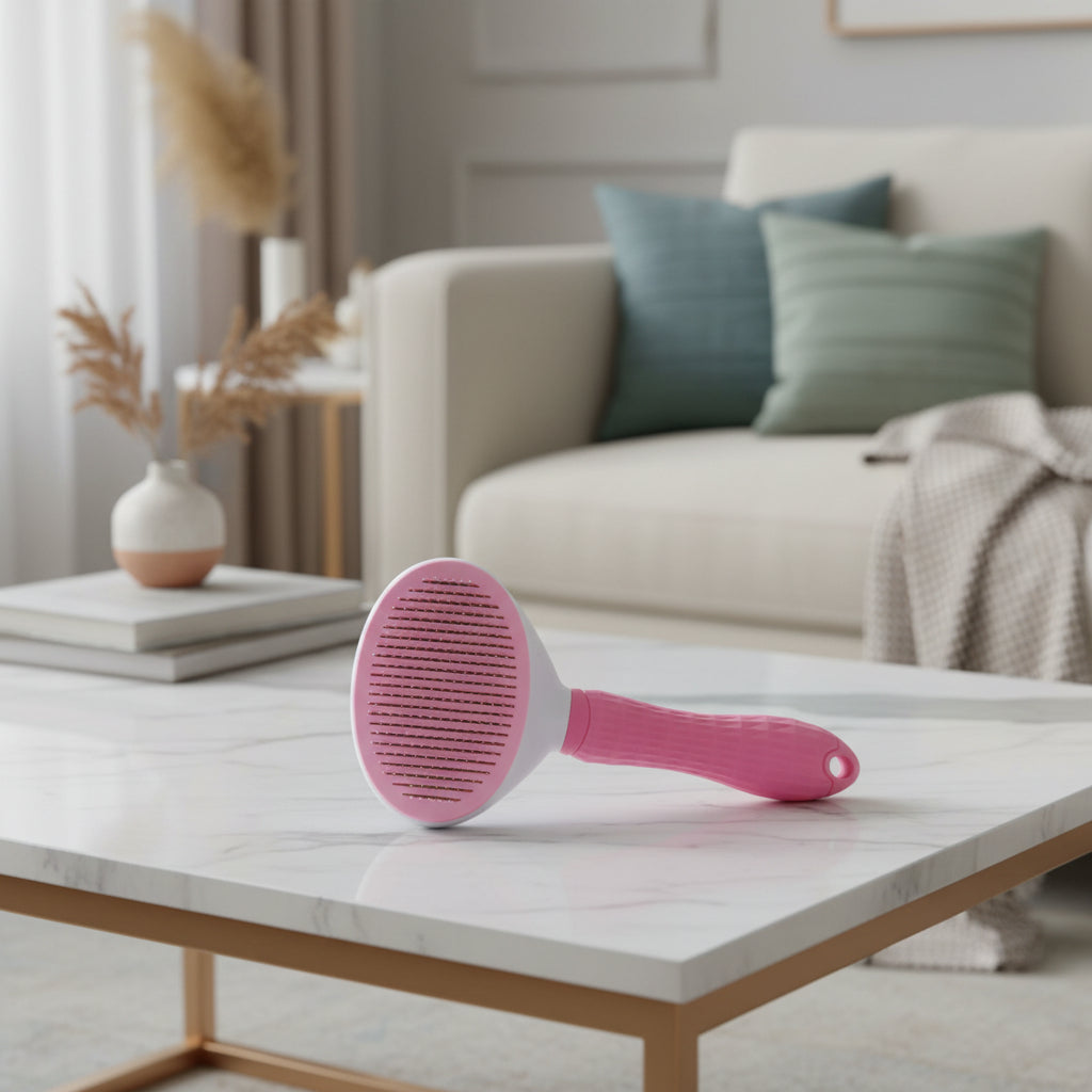 brosse pour chat à tête ovale rose