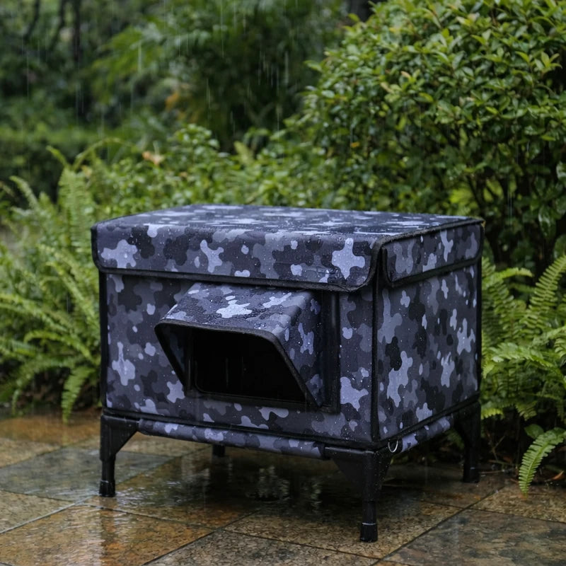 cabane pour chat extérieur hiver chauffante camouflage sous pluie