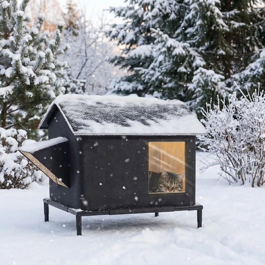 Cabane exterieur pour chat isolee