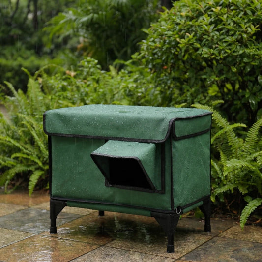 cabane pour chat extérieur hiver chauffante verte