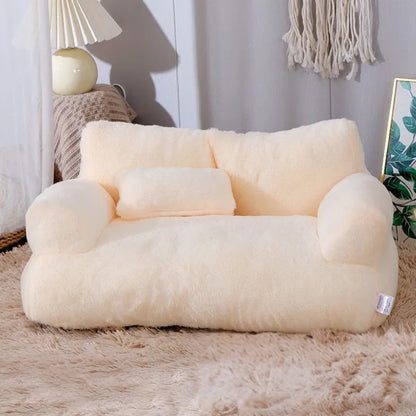 Canapé pour chat beige douillet en peluche reposante