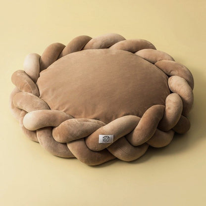 coussin à chat tressé caramel doux et confortable