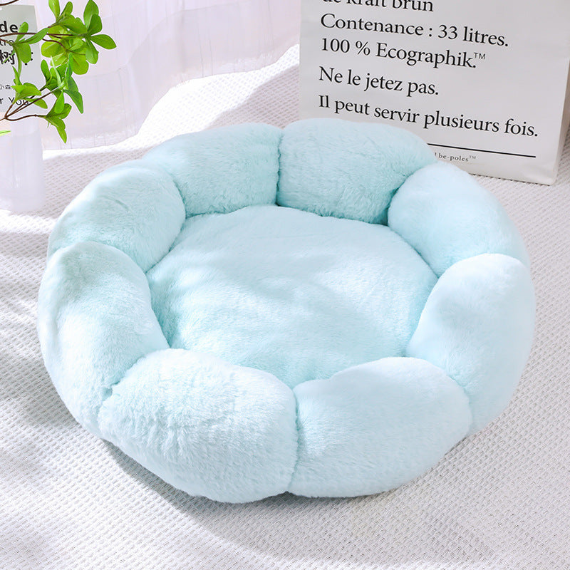coussin chat design fleur turquoise doux et apaisant