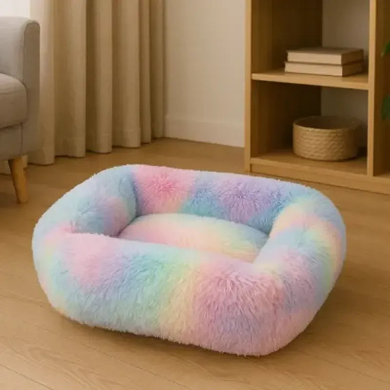 Coussin pour chat arc-en-ciel coloré doux et confortable