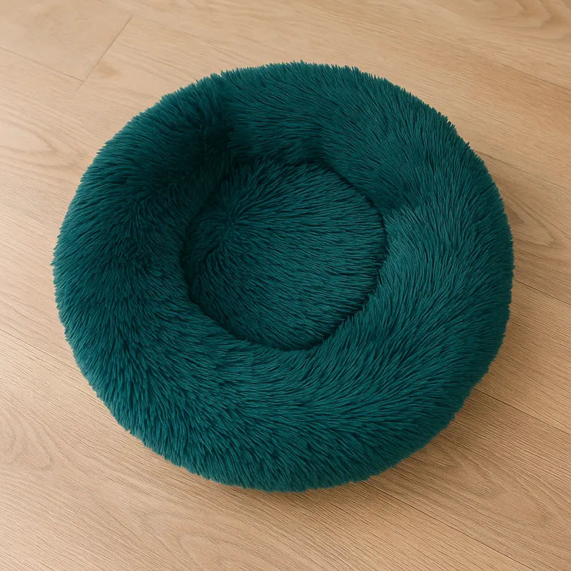 Coussin pour chat en peluche bleu cyan douillet
