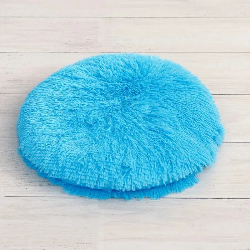 Coussin pour chat bleu moelleux rond confort doux repos