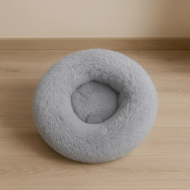 Coussin pour chat gris pâle rond doux