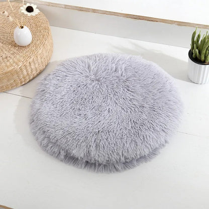 Coussin pour chat moelleux en peluche gris douillet