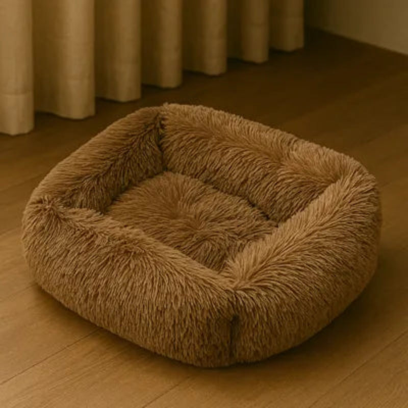 Coussin pour chat brun moelleux doux 