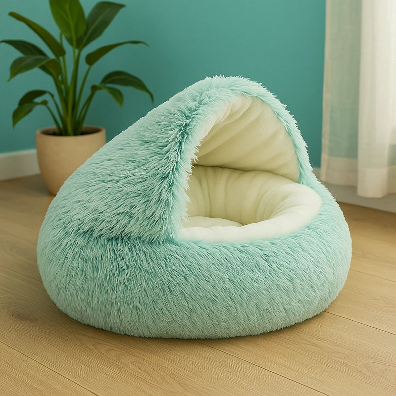 coussin pour chat couleur verte en peluche courte douillet