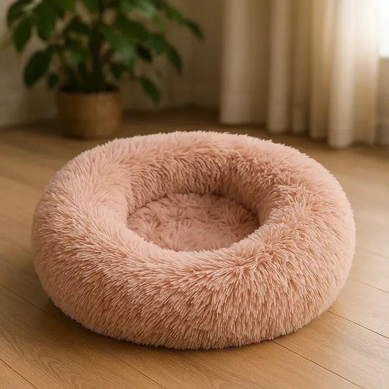Coussin pour chat rond rose antique confortable