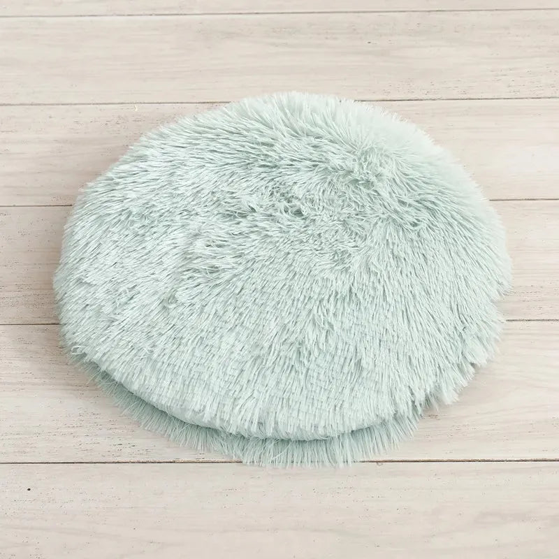 Coussin pour chat vert clair doux rond repos confortable